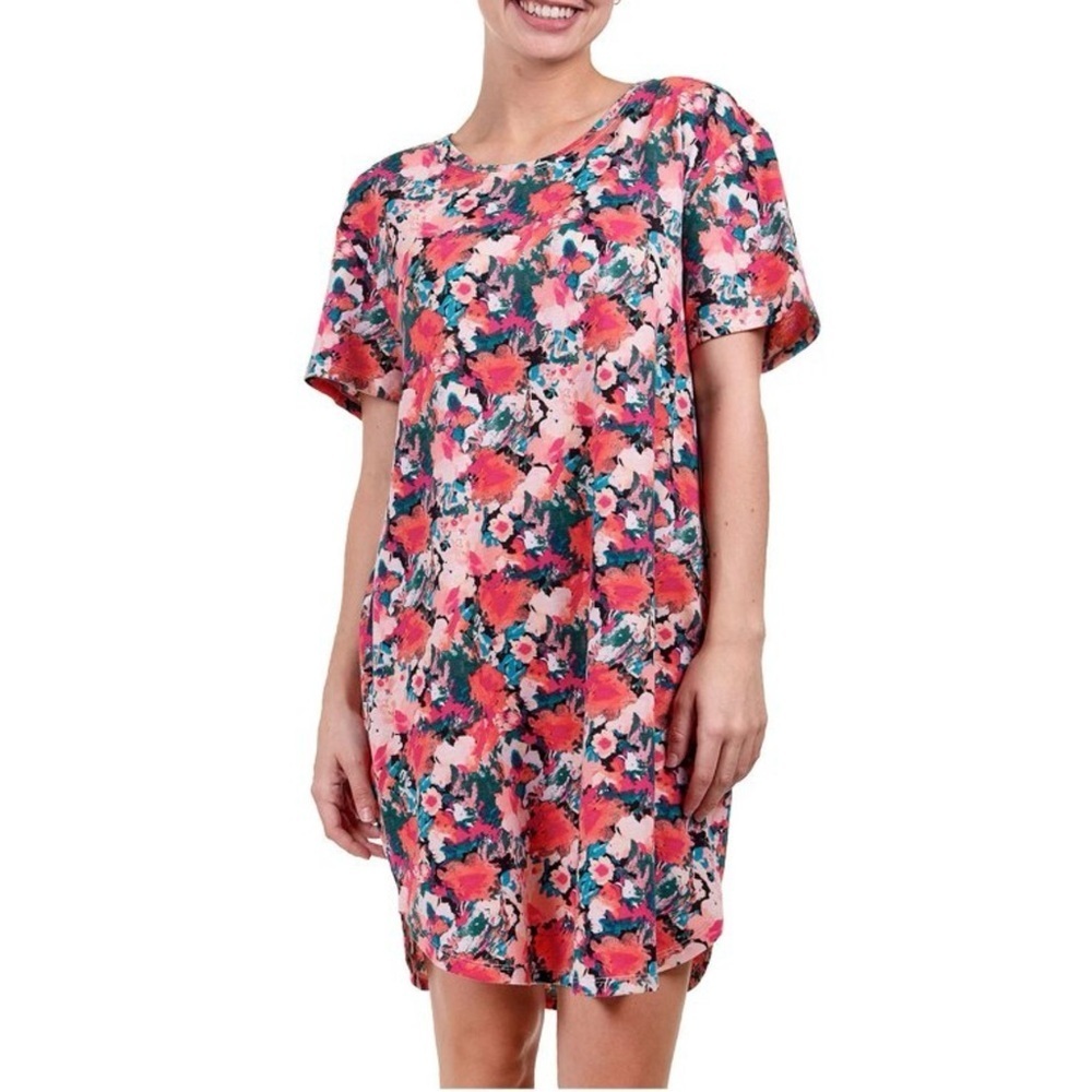 NWOT Natori Women's, Size Small Pink Watercolor Floral T- Shirt